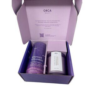 NEW Orca Beauty Shower Steamers & Candle Gift Set Lavender Aromatherapy Relaxati